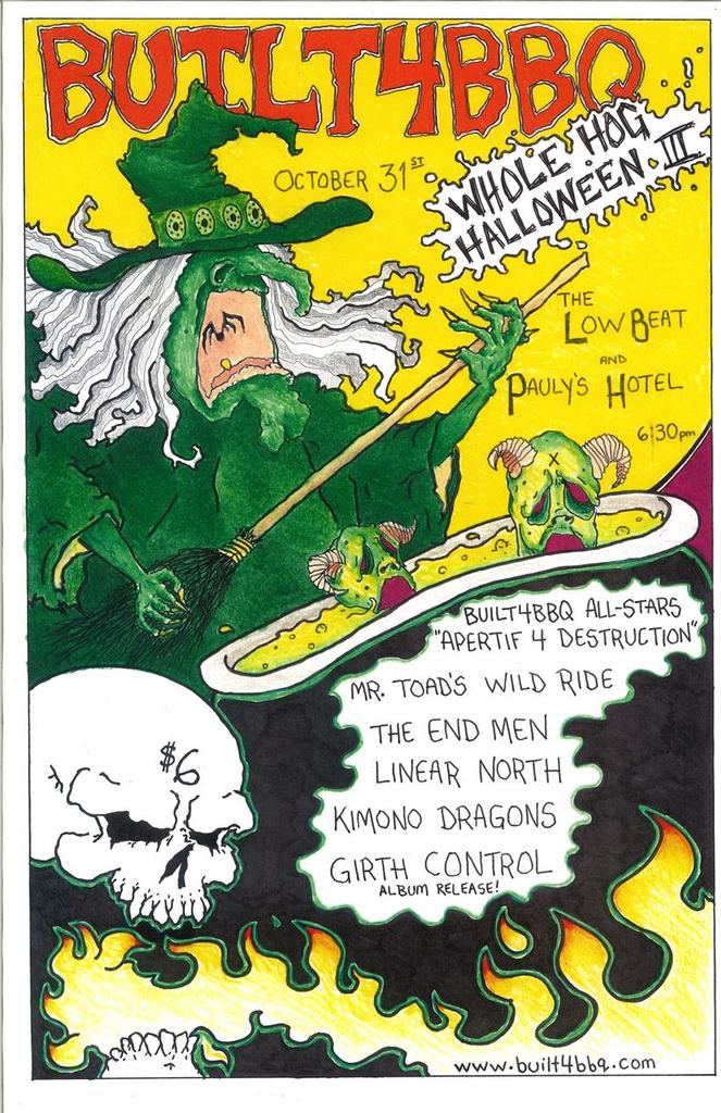 built4bbq's tweet photo. Whole Hog Halloween is back this Saturday @TheLowBeat &amp; @PaulysHotel ! 6 bands, 6 bucks! https://t.co/NxqagJnffc