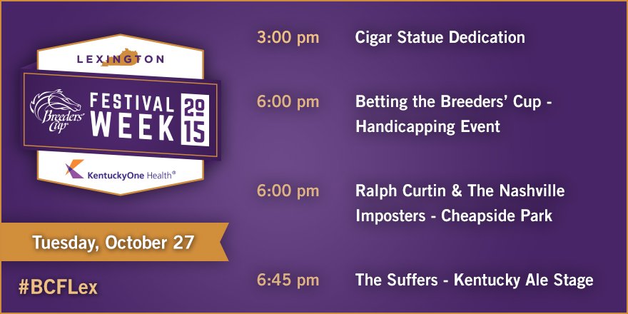 cshkentucky's tweet photo. It's Day 4 of the @BreedersCupFest! Come on out and have some fun with us! #BCFLex
https://t.co/n6DP5lEga8 https://t.co/Oc6jc5iHg4