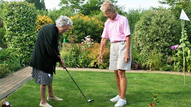 PGAAmateurGolf's tweet photo. Never too old to learn the game: Lily, almost 100, gets her first golf lesson. https://t.co/0UMsuVT0Jy https://t.co/x5unn0tpkf
