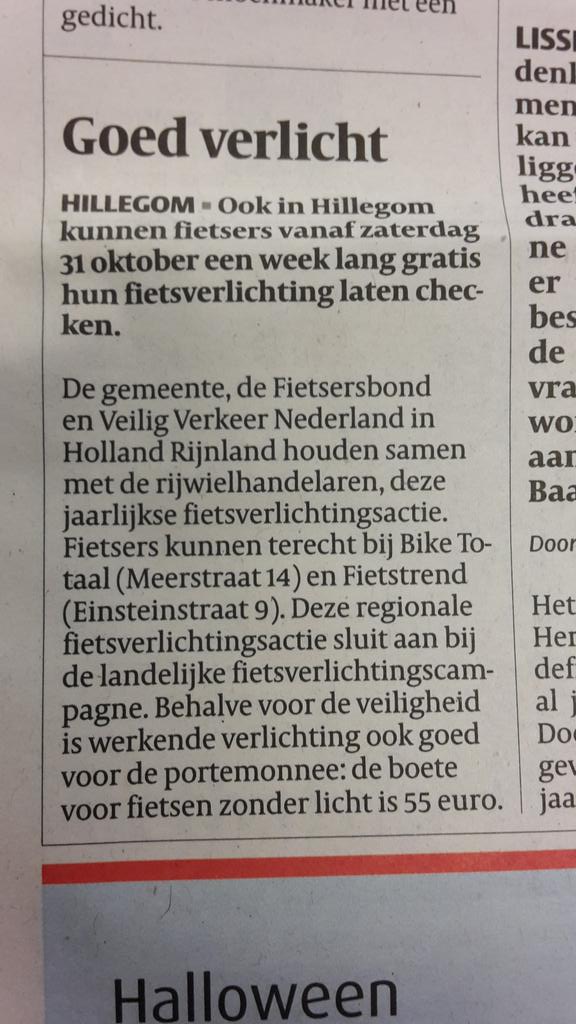 Fietstrend's tweet photo. Laat komende zaterdag je fietsverlichting controleren! Wij rekenen dan alleen de materiaal kosten! #vvn @HiProInfo https://t.co/JatIiSfrnx