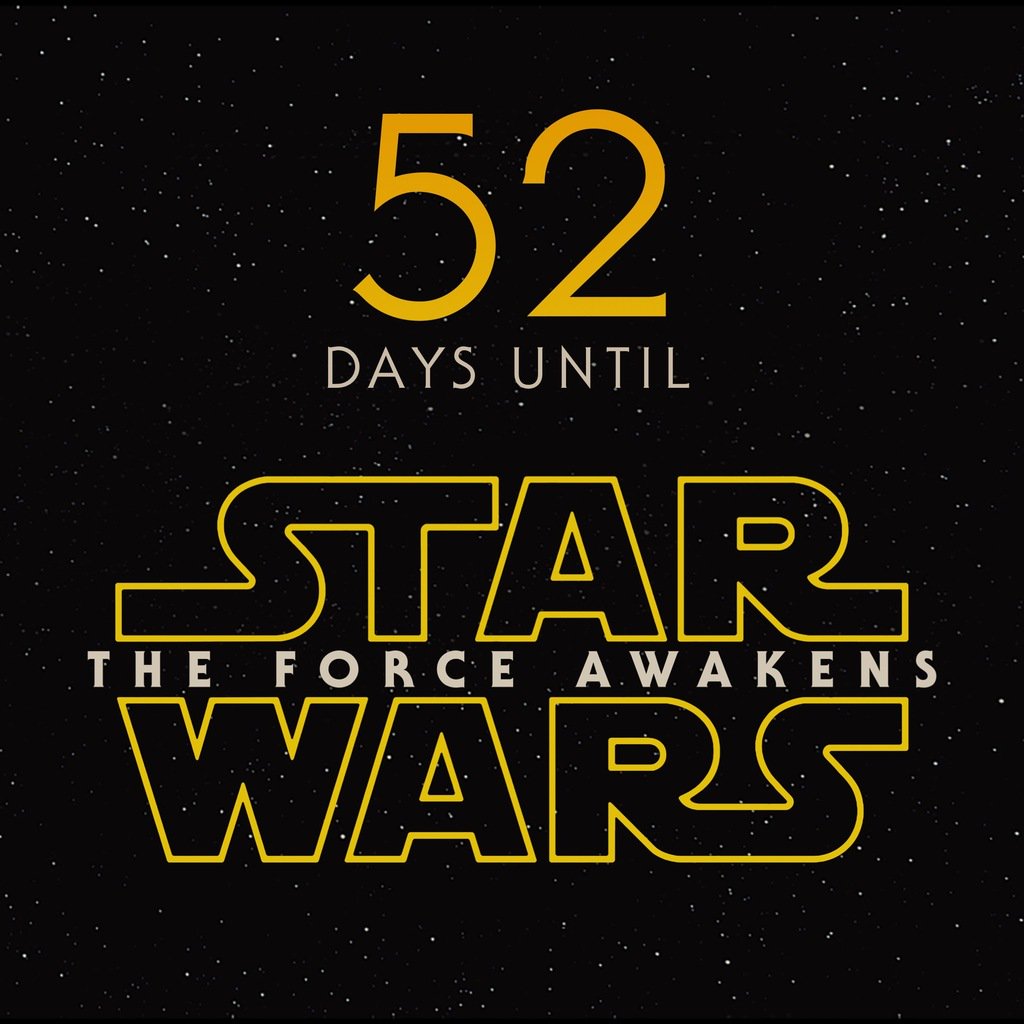 StarWarsCount's tweet photo. 52 days until #StarWars #TheForceAwakens https://t.co/SFYfo63DEz