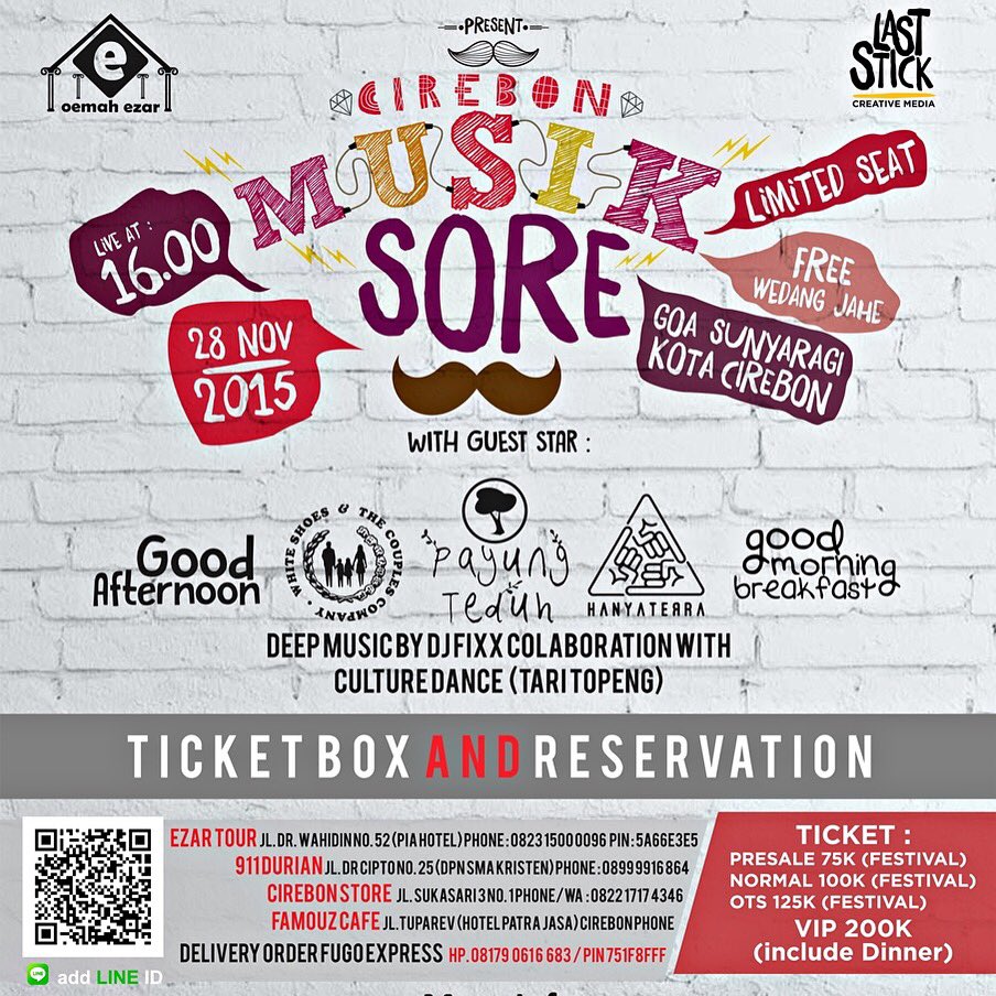 cirebonstore_'s tweet photo. Cirebon Musik Sore | 28 nov 2015 Goa Sunyaragi Cirebon | Tiket: Fest: 100K VIP 200K SMS/WA 082217174346 https://t.co/2aQbIB7lmN