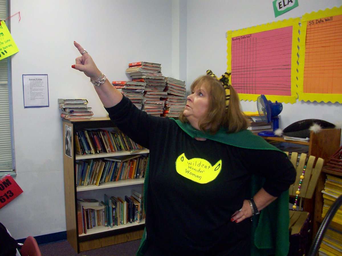 SFMSwildcatway's tweet photo. The staff is all dressed up as Super Hero's to Stomp Out Bullying to celebrate Red Ribbon Week. #SFMSwildcatway https://t.co/fW4HOBVL6Y