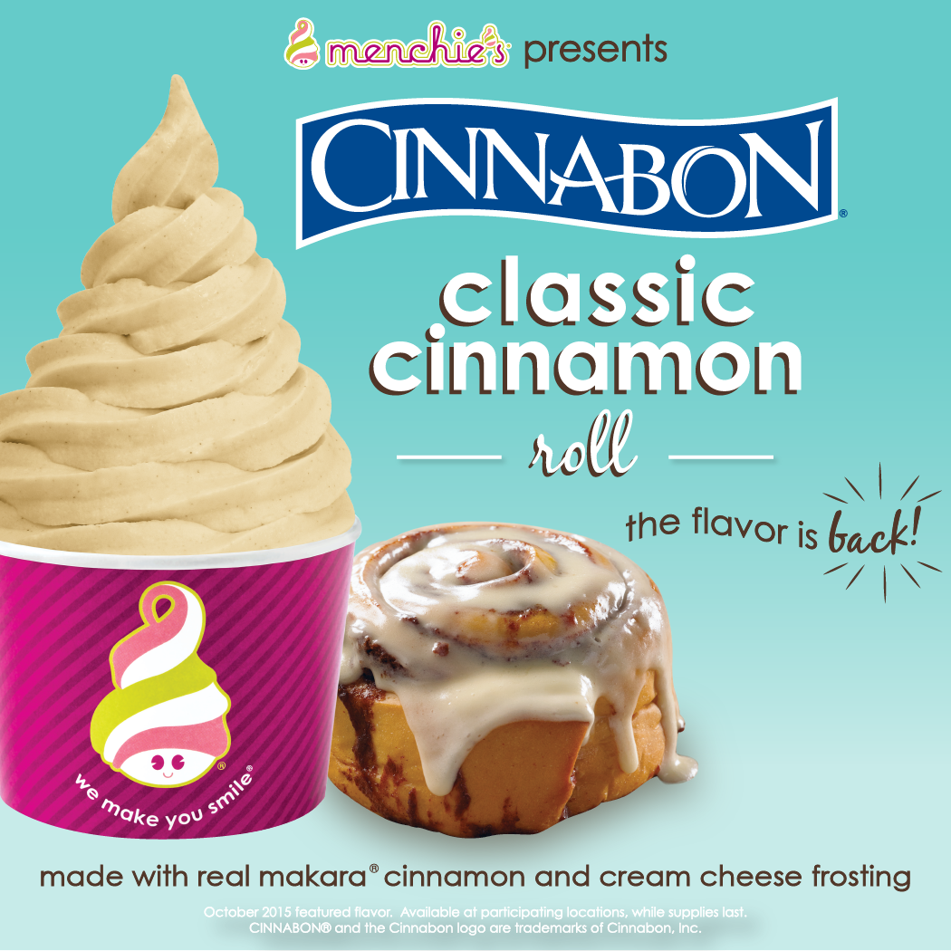 MenchiesBothell's tweet image. Only four more days with our October special flavor, #Cinnabon! Come try some before it's gone. #Menchies #Froyo