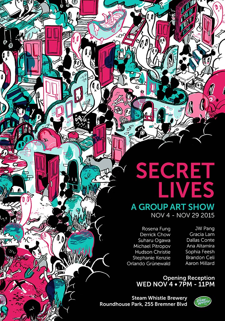 In less than a week, SECRET LIVES is dropping down at Steam Whistle Brewery O___O Come check it out Nov 4, 7-11pm!