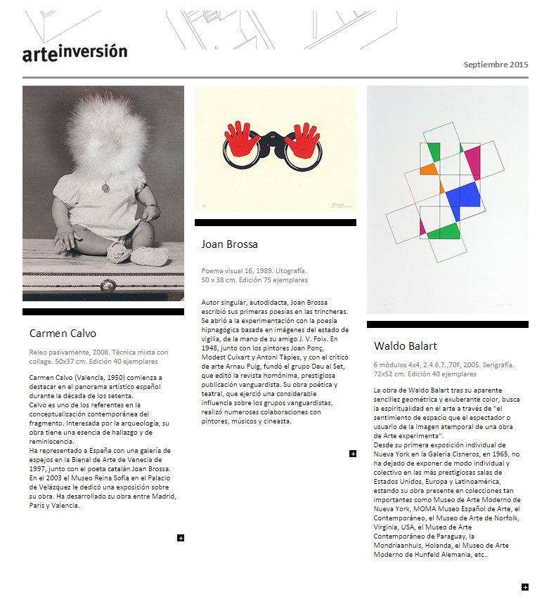 Arteinversion's tweet image. Newsletter de septiembre: Carmen Calvo, Joan Brossa y Waldo Balart arteinversion.com/newsletter/art… #grabado #obragrafica