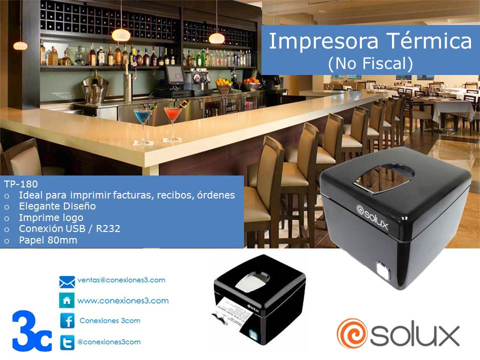 Conexiones3com's tweet photo. Impresora Termica (No Fiscal) ideal para restaurantes #solucionesPOS #Tienda3com #solux @Conexiones3com https://t.co/qvNLHmBwID
