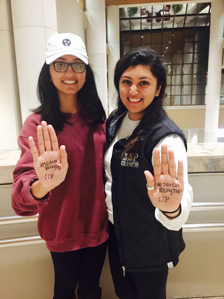 Sexual Assault? #NotOnRockyTop. The Sisters of Sigma Sigma Rho stand with <a href="/UTKBeta/">Tennessee Beta</a> to stop sexual violence
