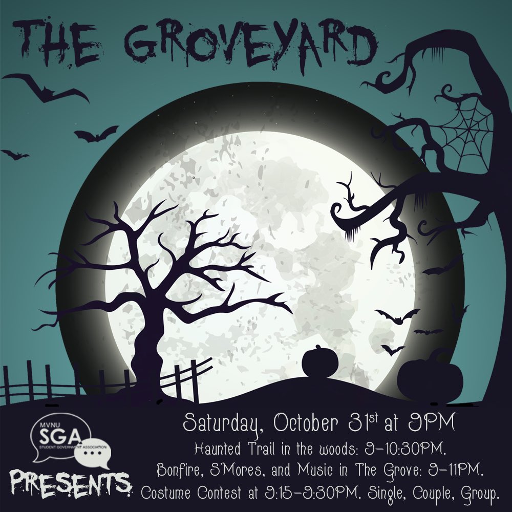 MVNUSGA's tweet photo. Don't have plans Halloween night at 9? Check out what we have planned at the #Groveyard! https://t.co/Ve3y5j5Dmh