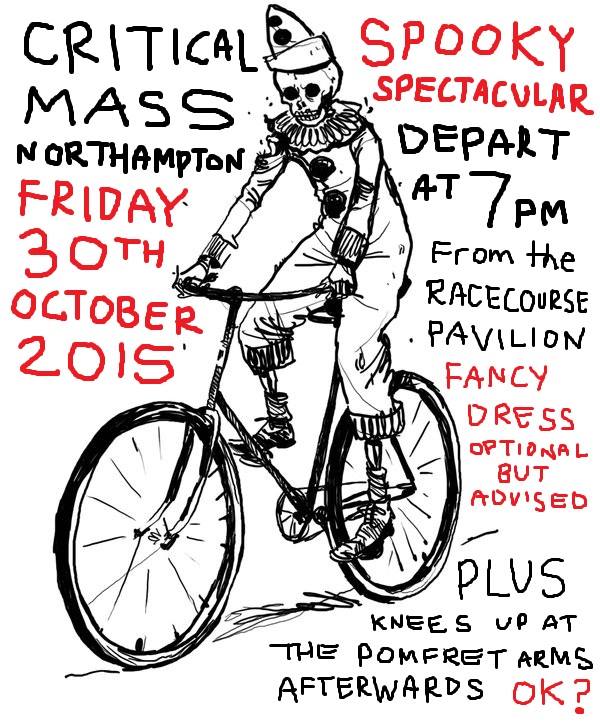 CycleNorthants's tweet image. ALL WELCOME for the #Northampton Spooky Spectacular #CriticalMass, this Friday 7pm, Racecourse Pavilion. #LightsOn