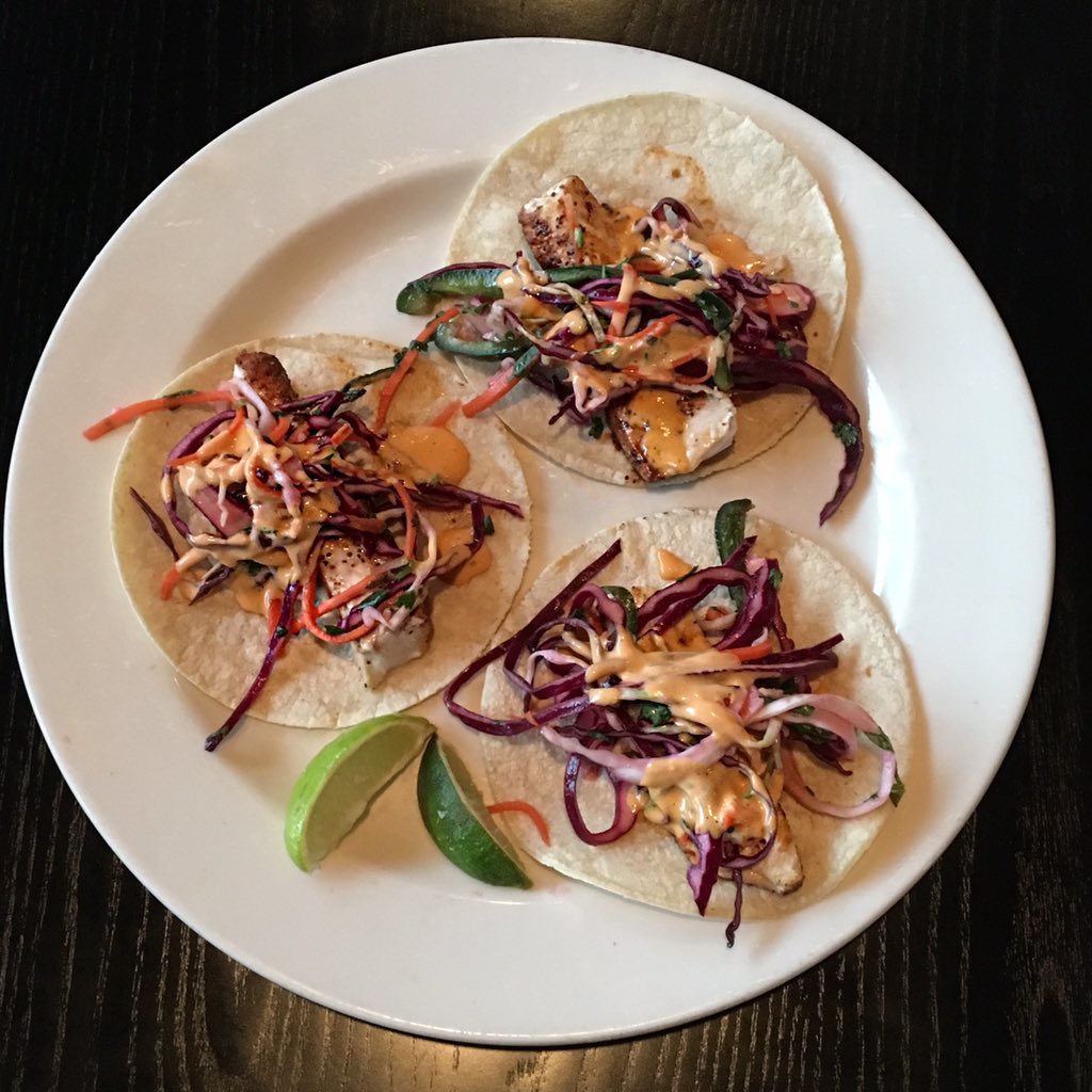 Today's Plaza special gives us a reason to use our new favorite emoji! 🌮 Colorful Blackened Swordfish Tacos!