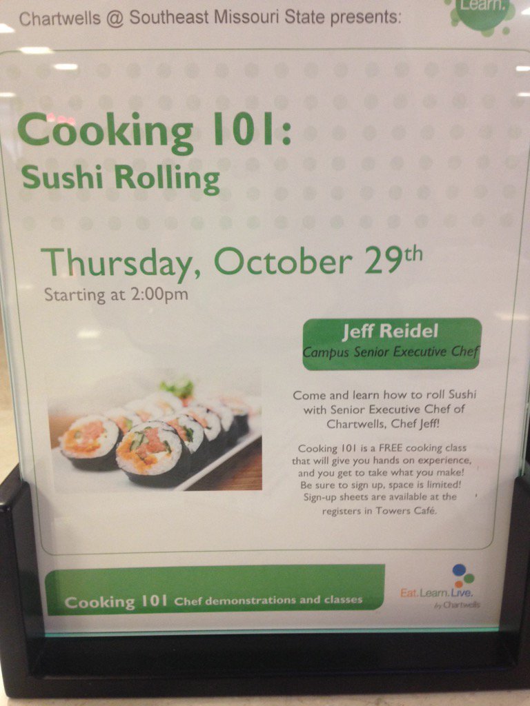 SEMOdiningRD's tweet image. #cooking101 this Thursday with Chef Jeff #wherehungrymindsgather