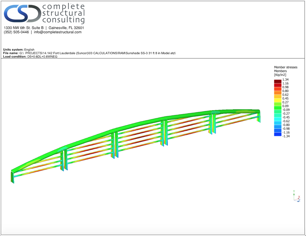 CompStructural's tweet photo. #RAMElements @bentleysystems was used to analyze and determine stresses in the system. #aluminumdesigns #sunshades https://t.co/MCY8QcJbni