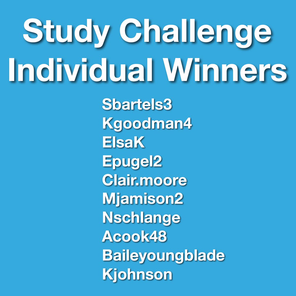 UNLLearnCom's tweet photo. Congrats to the #LCstudy Challenge individual winners! Look for an email this week on how to collect your prize! https://t.co/dCdBDSIsyi