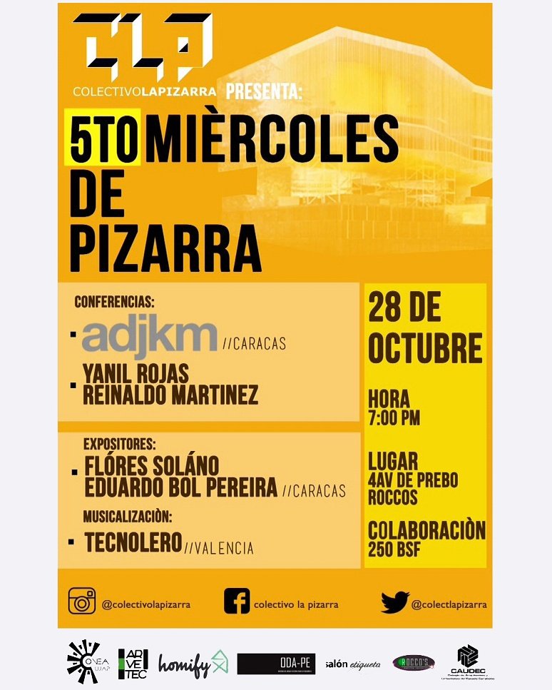 Arqujap's tweet photo. No te pierdas mañana el ¡5to miércoles de pizarra!  En Roccos con el colectivo #adjkm y #odape ¡TE ESPERAMOS! https://t.co/pvzhdBoiG2