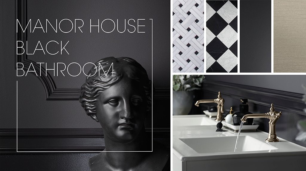 Kohler's tweet image. Brimming with elegance, this black bathroom is unfailingly classic and chic. khler.co/TS5bB