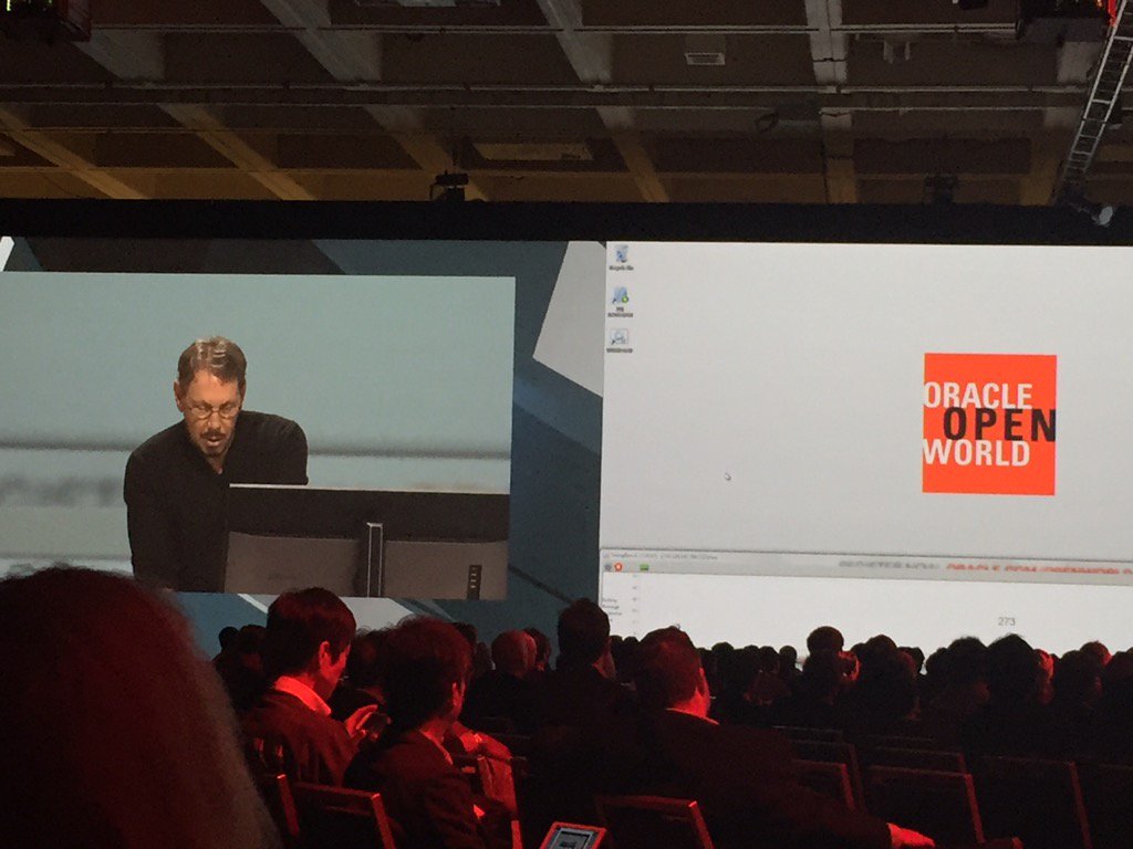 PropelConverged's tweet photo. Pretty cool that Larry Ellison of @Oracle is doing his own demo at #oow15. https://t.co/3Q65eo3T8E