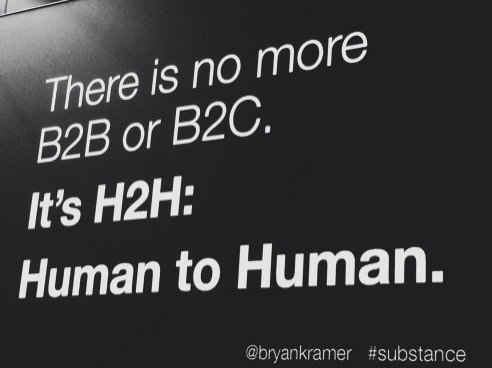 TheMissNicolina's tweet photo. "There is no B2B or B2C: it’s Human to Human."
~@bryankramer #H2H #socialtools15 https://t.co/RWrz4OCULh