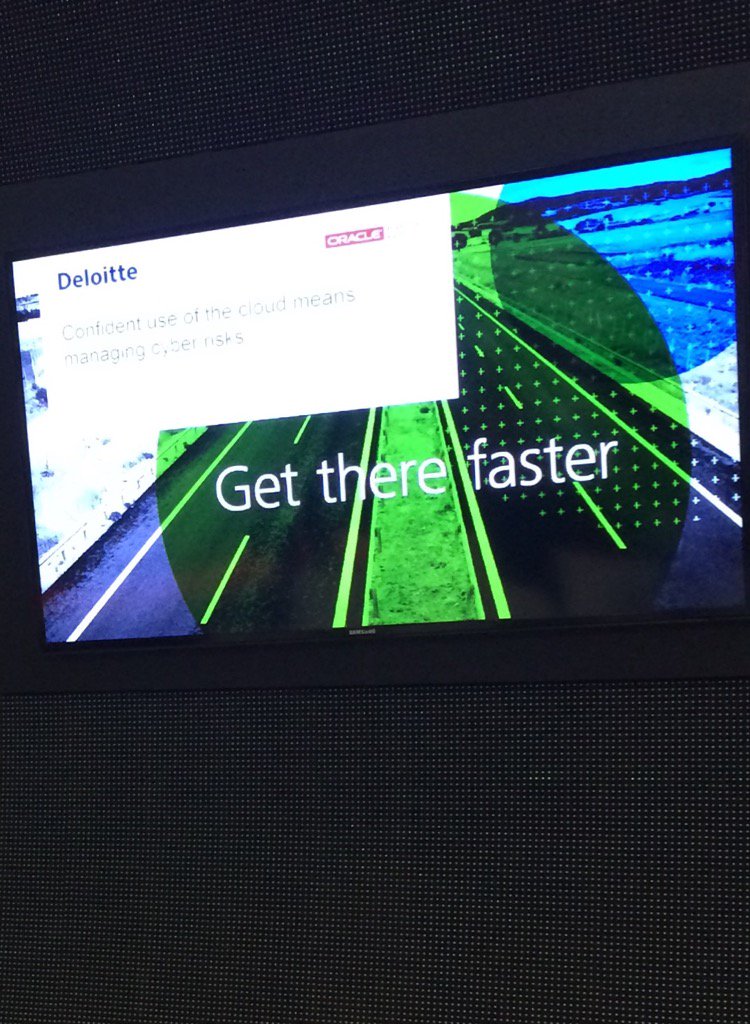 MHeim02's tweet photo. Confident use of Cloud means managing cyber risks #DeloitteBooth DeloitteOracleOOW https://t.co/T7XGkE3JAb