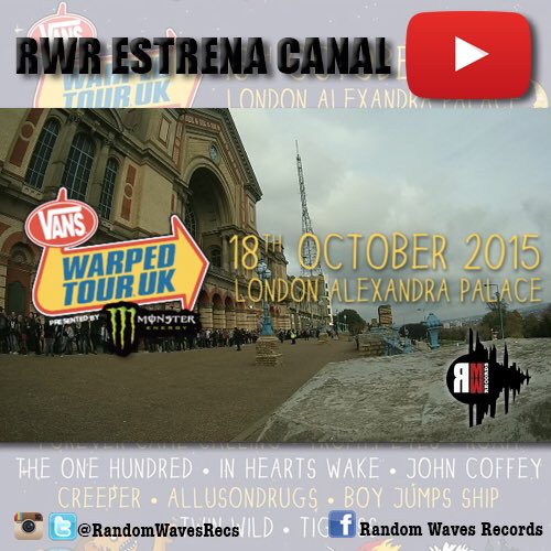 RandomWavesRecs's tweet photo. Mañana estrenamos YouTube con un resumen del @WarpedUK 🎥 En él habrá entrevistas, lyric videos, EPs y mucho más. https://t.co/Yzz99BhDFh