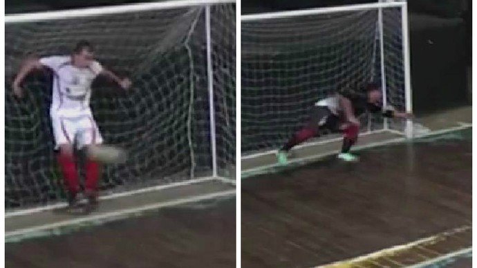 geglobo's tweet photo. Bola entra e sai do gol, mas rapidez trai árbitro no Carioca de futsal; assista  https://t.co/AiMc2Gsgmj https://t.co/gCrYtH3fS4