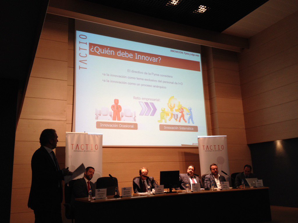 rvoscar's tweet photo. "Pasar de Innovación Ocasional a Innovación Sistemática. Ese es el reto de la pyme", dice BERTRÁN #jornadaTACTIO https://t.co/MKWlBQJ2DY