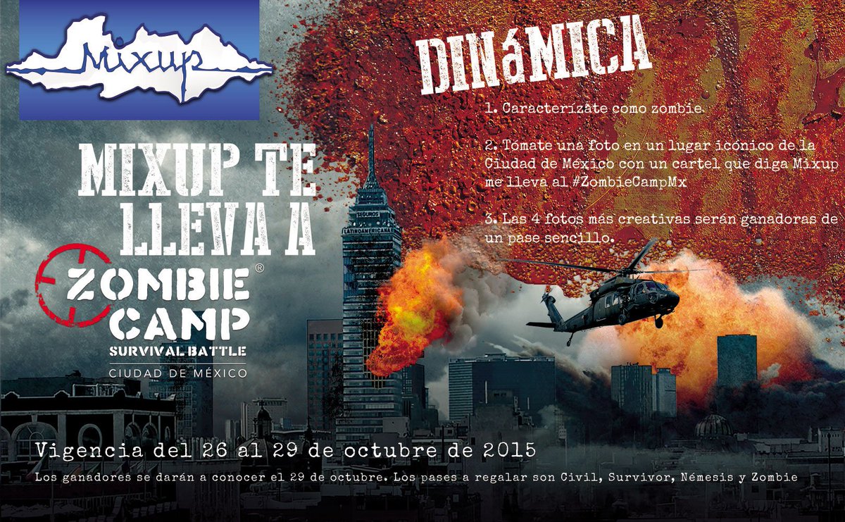 MixupTeam's tweet photo. Aquí la dinámica para ganar un pase al @ZombieCampMX 

#ZombieCampMX 

Más información: https://t.co/1y24T5ixYn https://t.co/iDeGn1Pd4r