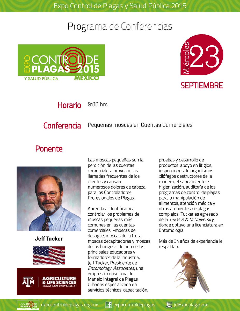 Expoplagasmx's tweet photo. #Memorias #ExpoPlagas2015 Conferencia "Pequeñas moscas en Cuentas Comerciales" por Jeff Tucker, 23 de sepiembre 2015 https://t.co/R5yVYxdU6n