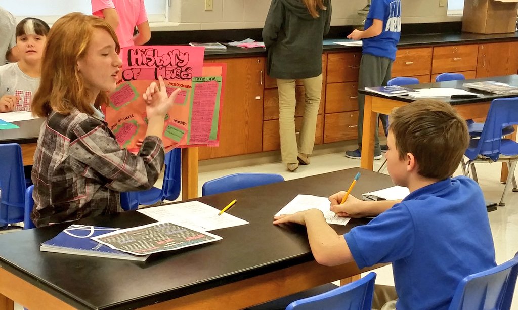 Eastside_PLTW's tweet photo. 6th graders (Aviators) peer presentations todays. Super impressive with their knowledge! #STEM #PLTW_KY #PLTWORG https://t.co/IzgALqwma2
