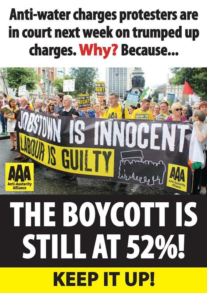 RuthCoppingerSP's tweet photo. Keep up the boycott #watercharges #wewontpay #jobstown27 #defendtheright2protest #jobstownnotguilty https://t.co/ta6NCSLsPj
