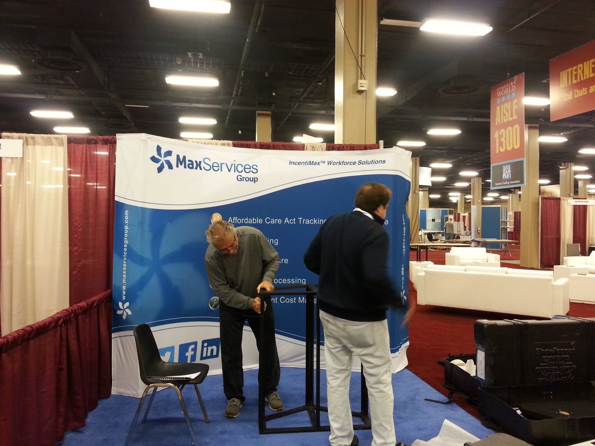 MarjiMeisner's tweet photo. "@CHowleyC: The MaxServices Booth 1410 is set!  #staffingworld https://t.co/B5FZY9Vt82" It looks great. :)