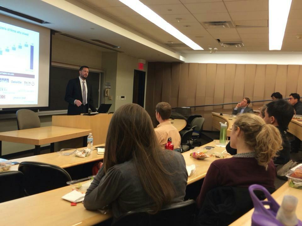 KelloggNetImp's tweet photo. Civic Consulting Alliance's Brian Battle fields questions during a #SocialSectorConsulting session #netimpactweek https://t.co/hBB5Rt1qS6