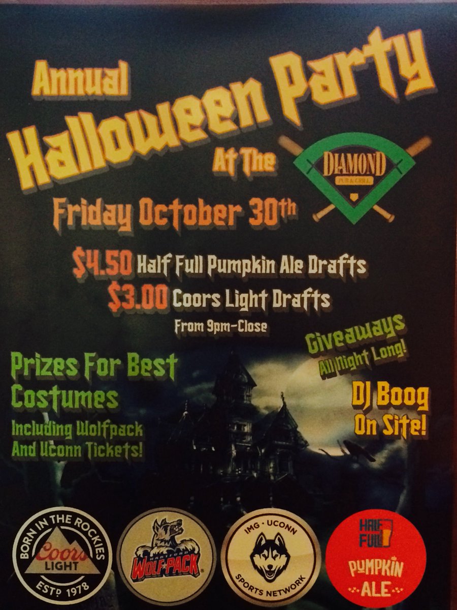TheDiamondPub's tweet photo. Annual Halloween Party this Fri. Oct. 30th @9:00 check out the details below! https://t.co/xAl5WdISrD