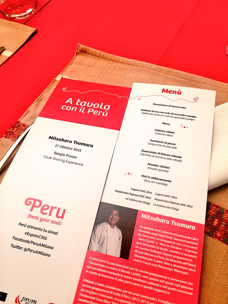 PeruAMilano's tweet photo. Siamo pronti per altra meravigliosa sera "A tavola con il #Peru"! #ExpoMilano2015 #Expoincitta https://t.co/CX0dtSx7kT