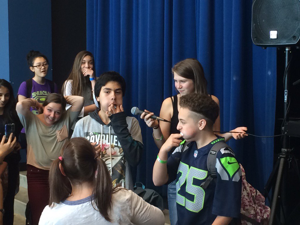 JeniferRolie's tweet photo. Mix It Up Day - 8th grade Chubby Bunny https://t.co/FwBqLgj3gb