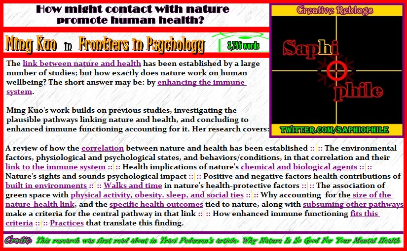 Saphiophile's tweet photo. #Saphiophile #OptimizedReading boosting #immunefunction may b the reason #nature is good 4 #mentalhealth #wellbeing https://t.co/9nS95WeL5G