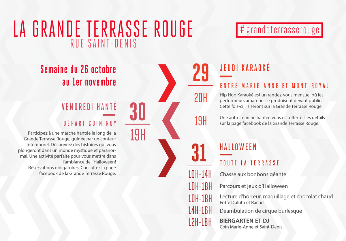LaRueSaintDenis's tweet photo. Préparez votre agenda pour la foule d'activités #gratuites planifiées sur la @GT_Rouge ce #weekend d'#Halloween https://t.co/PaYLeS6sUU