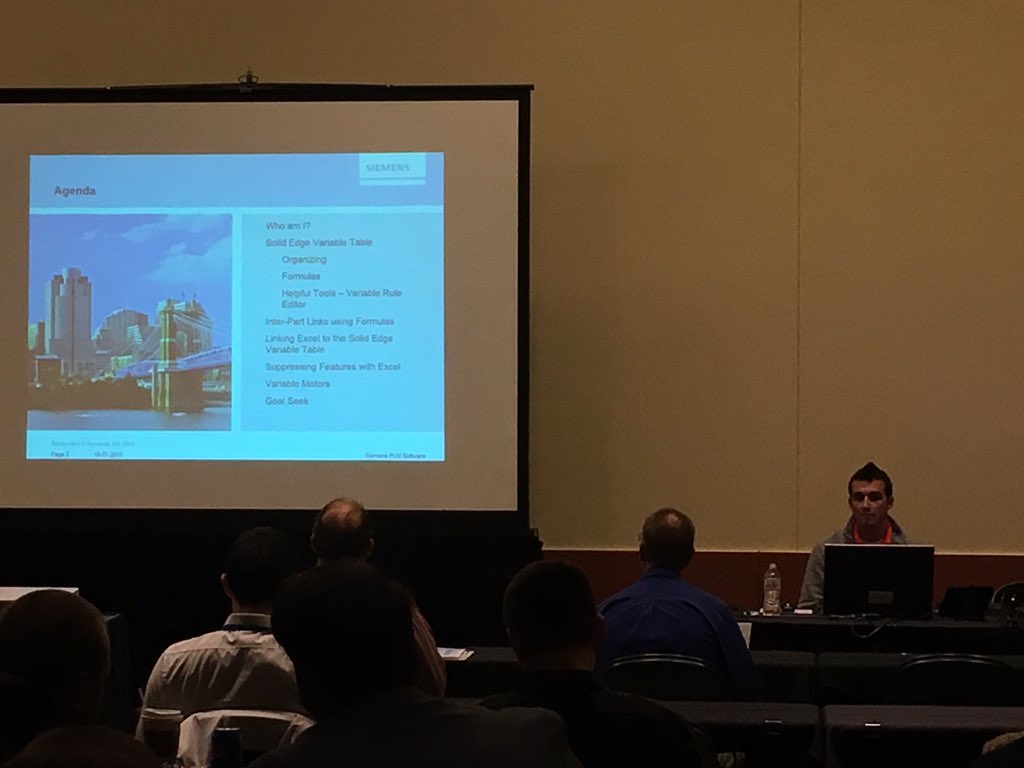 PROLIMPLM's tweet image. Ben Weisenberger's presentation Design Configuration using Excel and the Variable Table. Standing room only! #SEU15