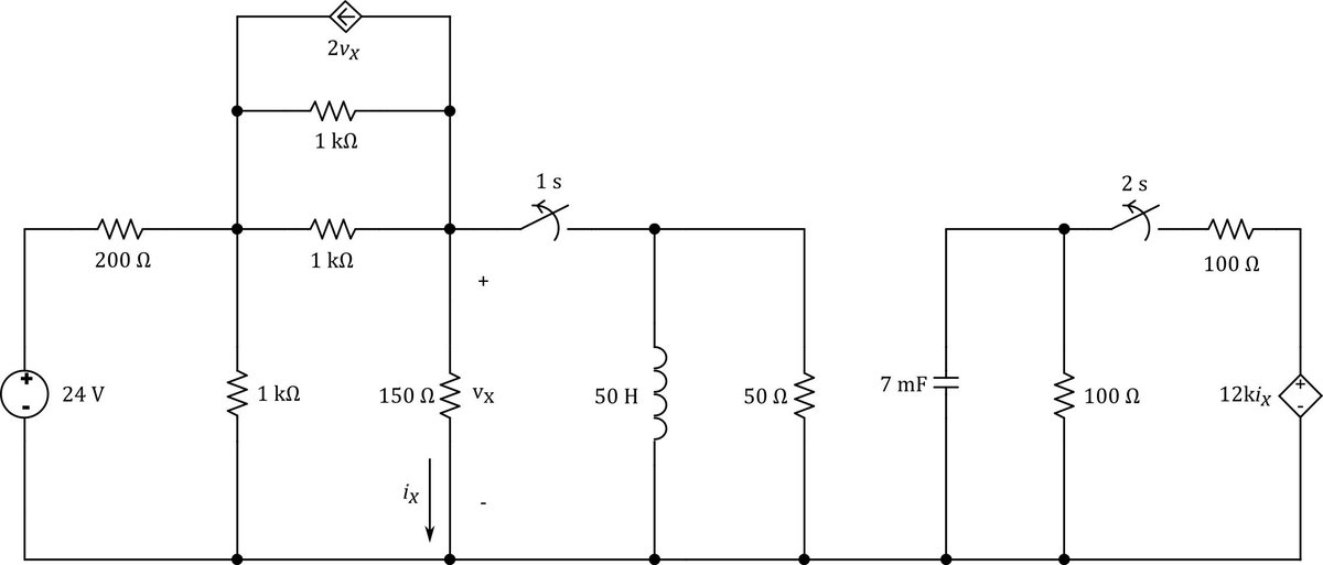 miguelaltuve's tweet image. Último #CircuitChallenge del semestre: +2 Parcial 2, determinar la corriente del capacitor a los 3 s #CircMediElec1