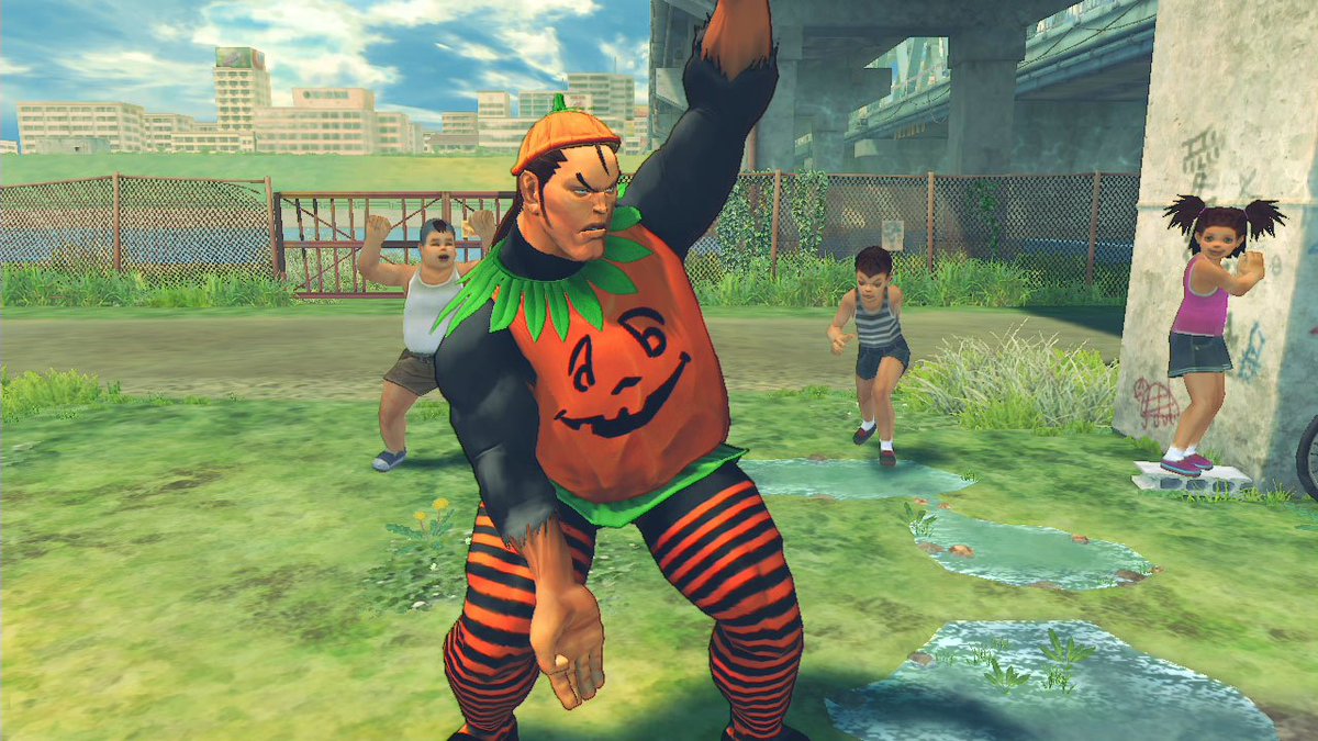 PlayStation's tweet image. Get a jump start on Halloween with the Horror Costume Pack for Ultra Street Fighter IV, out today for PS4!