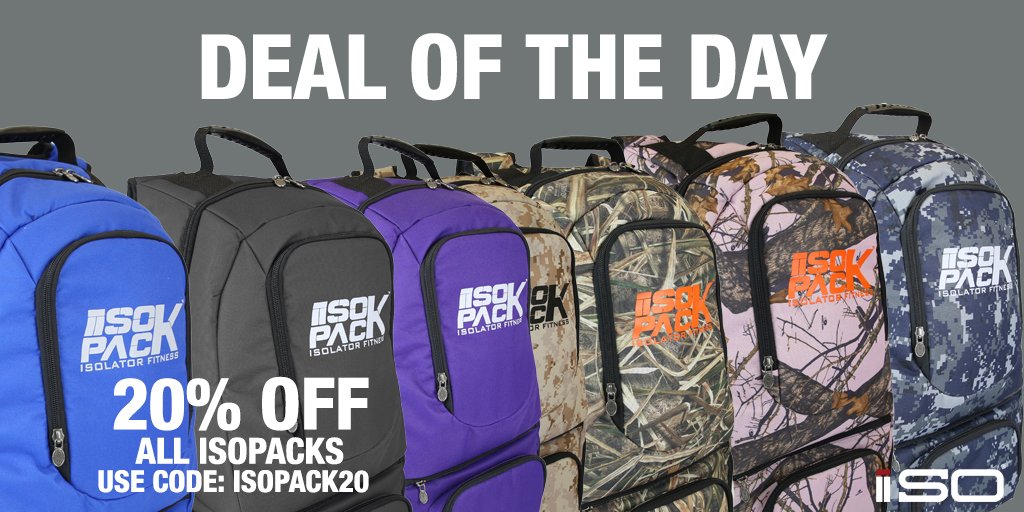 Isolatorfitness's tweet photo. 💥#DealOfTheDay : #ISOPACK 🎒 Save 20% with #coupon code ISOPACK20 💲⏰Ends at MIDNIGHT (PST)⏰
https://t.co/eiLIY1DjEb https://t.co/8cc4HxxhLo