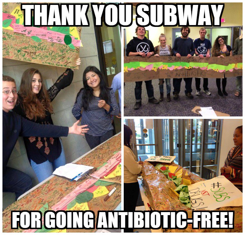 masspirgstudent's tweet photo. Thanks @SUBWAY for transitioning to meat raised without antibiotics! #GoodJobSubway #SaveAbx https://t.co/5NkH0GUVsP