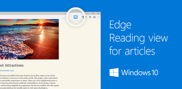 MSFT_Windows10's tweet image. Get rid of distractions and dive into reading with the new #Microsoft #Edge on #Windows10! #microsoftedge
