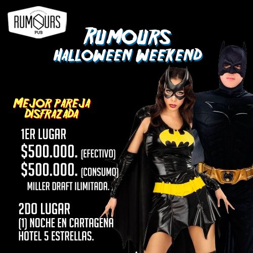 Rumoures's tweet photo. Este sábado 31 ven con tu mejor disfraz y ¡Participa! #Rumours #Halloween https://t.co/9JVVYcA4u0