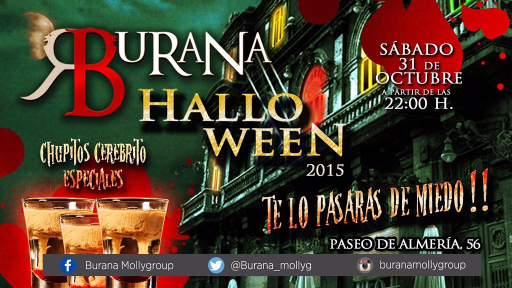 Buranamollygr's tweet photo. Este Sábado 31 de Octubre "lo pasaras de miedo" en Burana desde las 22:00h.

Os esperamos!! https://t.co/Ri7j9zzCUq