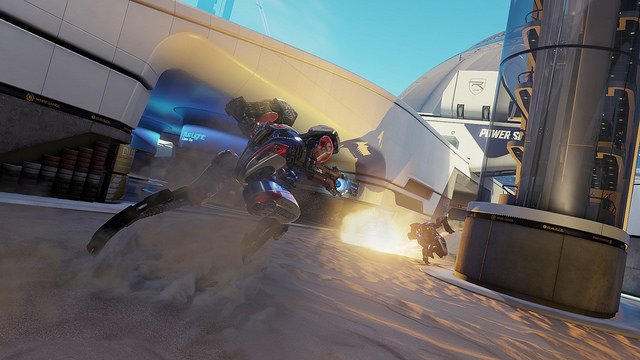 PlayStation's tweet image. New RIGS Mechanized Combat League trailer showcases Dubai arena. Go inside the design: bit.ly/1LAt88o