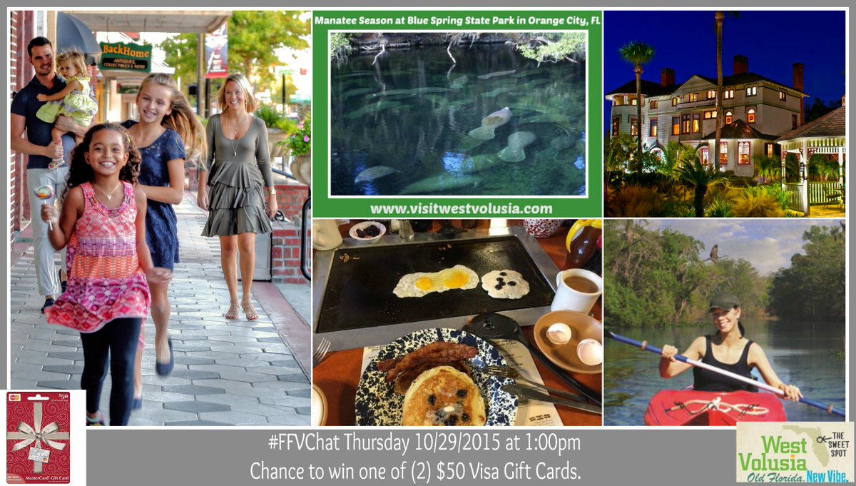 #FFVChat this Thursday 10/29 at 1pm.  We will be talking about #5DaysofFun in #WestVolusiaFLA. No RSVP #Chat2Win