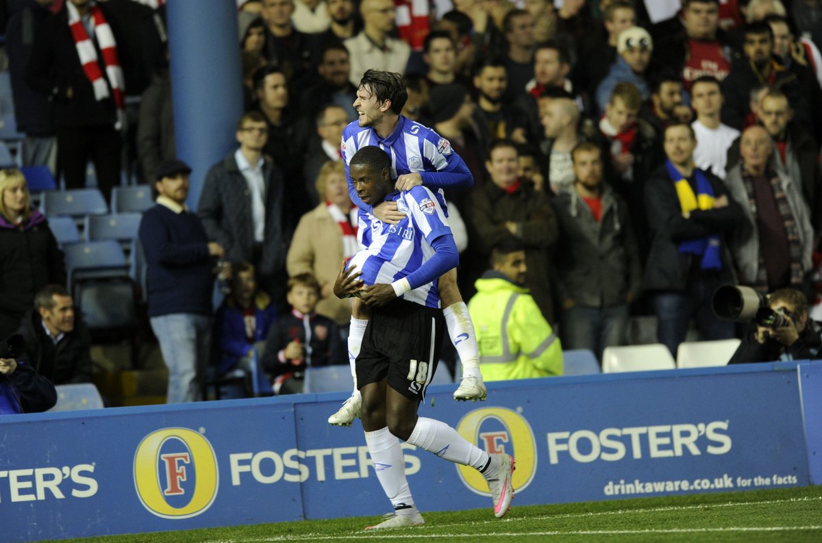swfc's tweet photo. CELEBRATION SHOT: Joao loving the moment he put the Owls 2-0 up against @Arsenal #swfcLIVE https://t.co/2Rr6kCJcoL