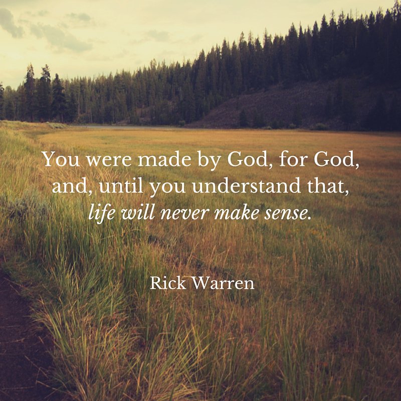 RickWarren's tweet photo. You were made by God, for God. Until you understand that, life will never make sense. https://t.co/t9DoNLnxTO https://t.co/VNDFeL2UdI