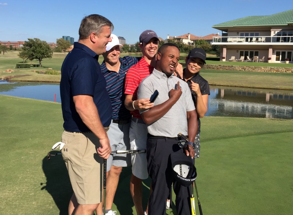 JordanSpieth's tweet photo. Always a great day with @UAGolf at the #SpiethShootout https://t.co/lmJtvaMXxE